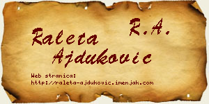 Raleta Ajduković vizit kartica